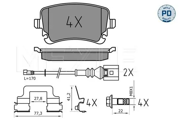 Plaquettes de frein Essieu arrière 025 233 2617-1/PD MEYLE pour VW AUDI