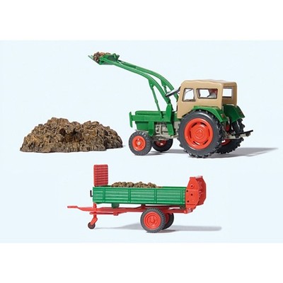 Deutz D6206 Traktor Mit Anhänger & Schlamm Muck Preiser 17944