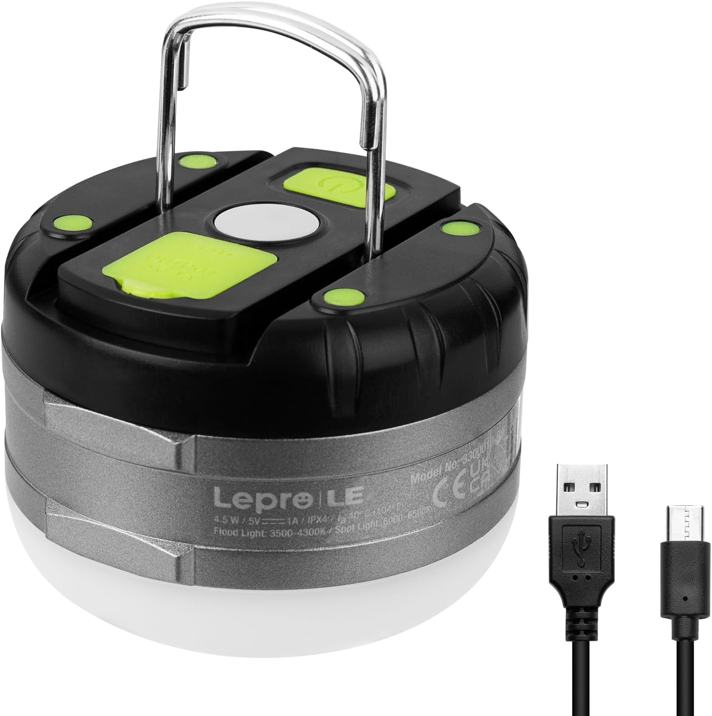 LE Rechargeable Camping Light, Tent Light for Camping Hanging, Dimmable 5 Modes,