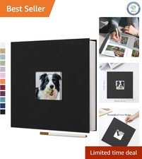Scrapbook-Style Linen Photo Album - Self-Adhesive, 40 Pages, Black Elegance