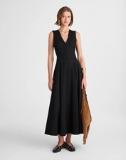 Madewell V-Neck Cotton poplin, Circle Midi Dress NWT Size 8
