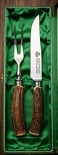 Linder Solingen Tranchierbesteck – Echtes Hirschhorn – Jagdmotiv – OVP