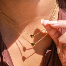 Initial Heart Necklace for Women Tiny Dainty Gold Plated Letters Heart