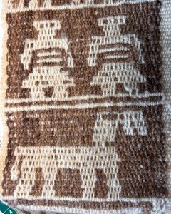 Peruvian Handmade Woven Wool Textile with Traditional Motifs Brown & Cream