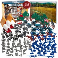 Toy Soldier Playset 120pc with Confederate Union Soldiers, Cannons, Wagons