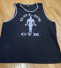 Vintage Golds Gym Tank Top Muscle Shirt Black Gray XXL