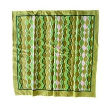 Vintage Cotton Square Bandana Groovy Green Print