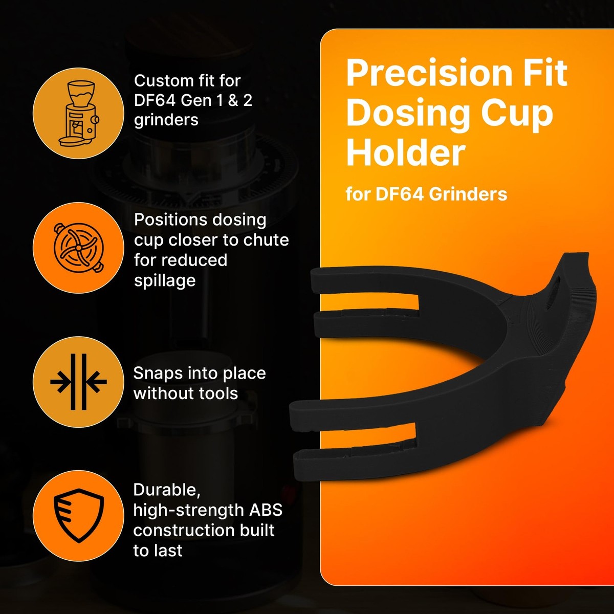 Dosing Cup Holder for DF64 Gen 1 2 Espresso Grinder 58mm Black ABS