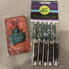 Jeff Granito Tiki Land Trading Pin & Cocktail Umbrellas Set