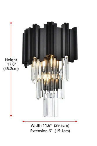 Elegant Lighting Willow 12" Wall Sconce in Black - Picture 8 of 8