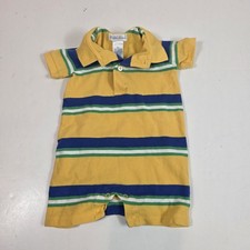 Ralph Lauren Boy's Striped One Piece Polo Romper 6m Short yellow blue