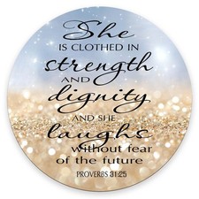 Bible Verse Pattern Round Mouse Pad,Proverbs 31:25 Mouse Pad - She is Clothed...