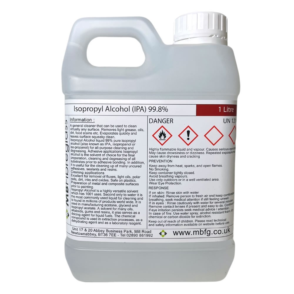 Isopropyl Alcohol (IPA) 99.8% - 1 Litre / Pure Isopropyl Alcohol