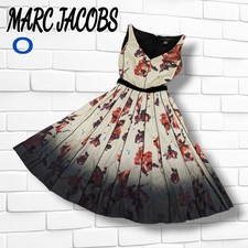 MARC JACOBS Cotton Sleeveless Flower Graphic Dress Belted Lined Size 0 MJ1225201