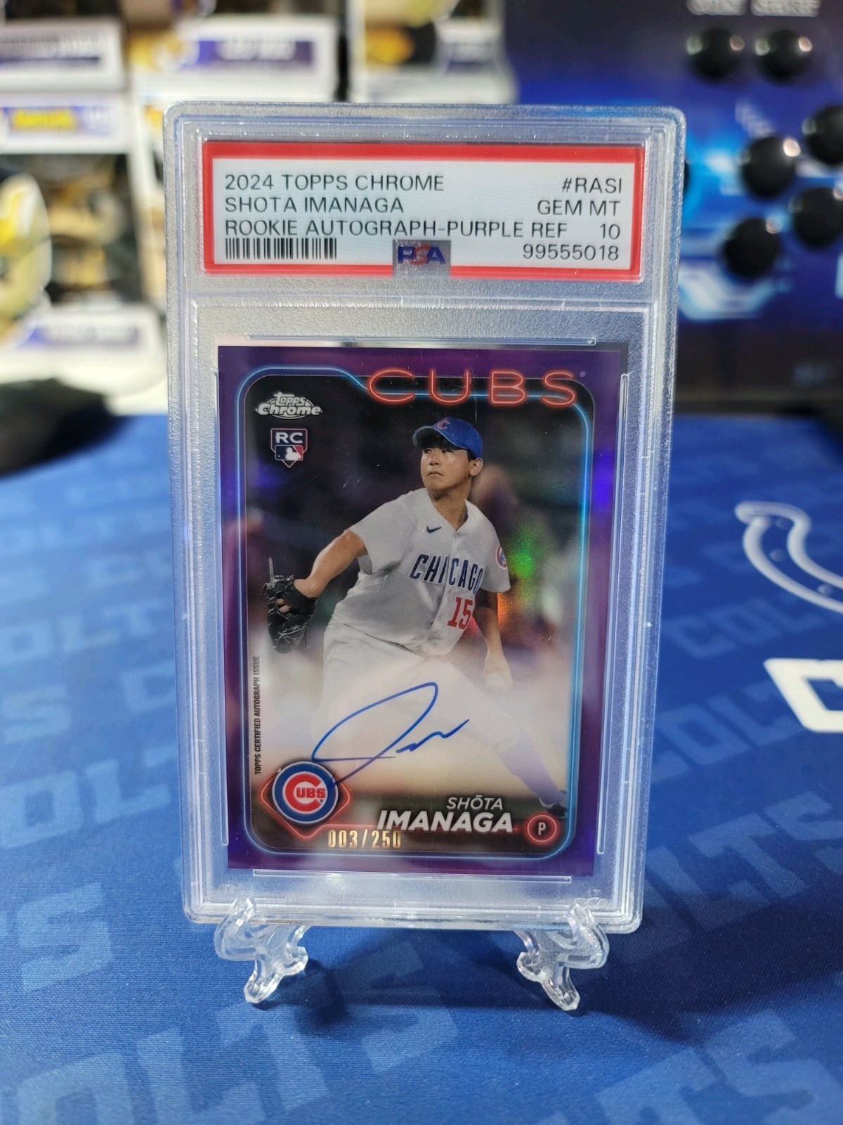 2024 Topps Chrome Rookie Auto Shota Imanaga #RA-SI Purple Refractor 3/250 PSA 10