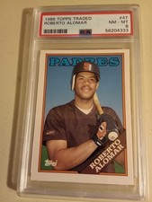 1988 Topps Traded Roberto Alomar #4T Graded PSA 8 Rookie Baseball Card