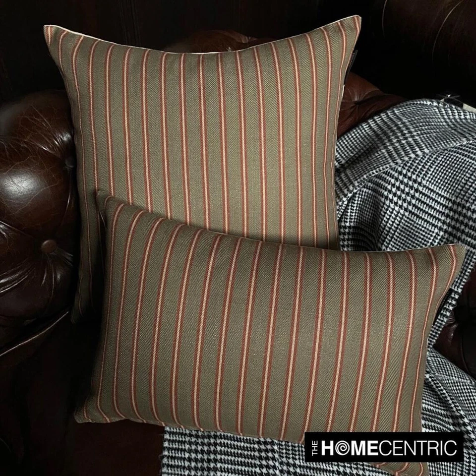 Funda de Almohada Lumbar Oblonga Rayas Verdes Algodón Navidad-Rayas Paralelas Verde Foto 4 de 4