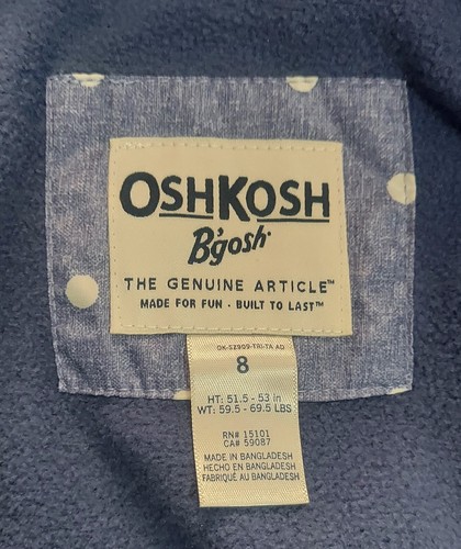 Big Girls size 8 Osh Kosh B'gosh Blue Cozy-Lined Fleece Jacket with Hood - Picture 6 of 6