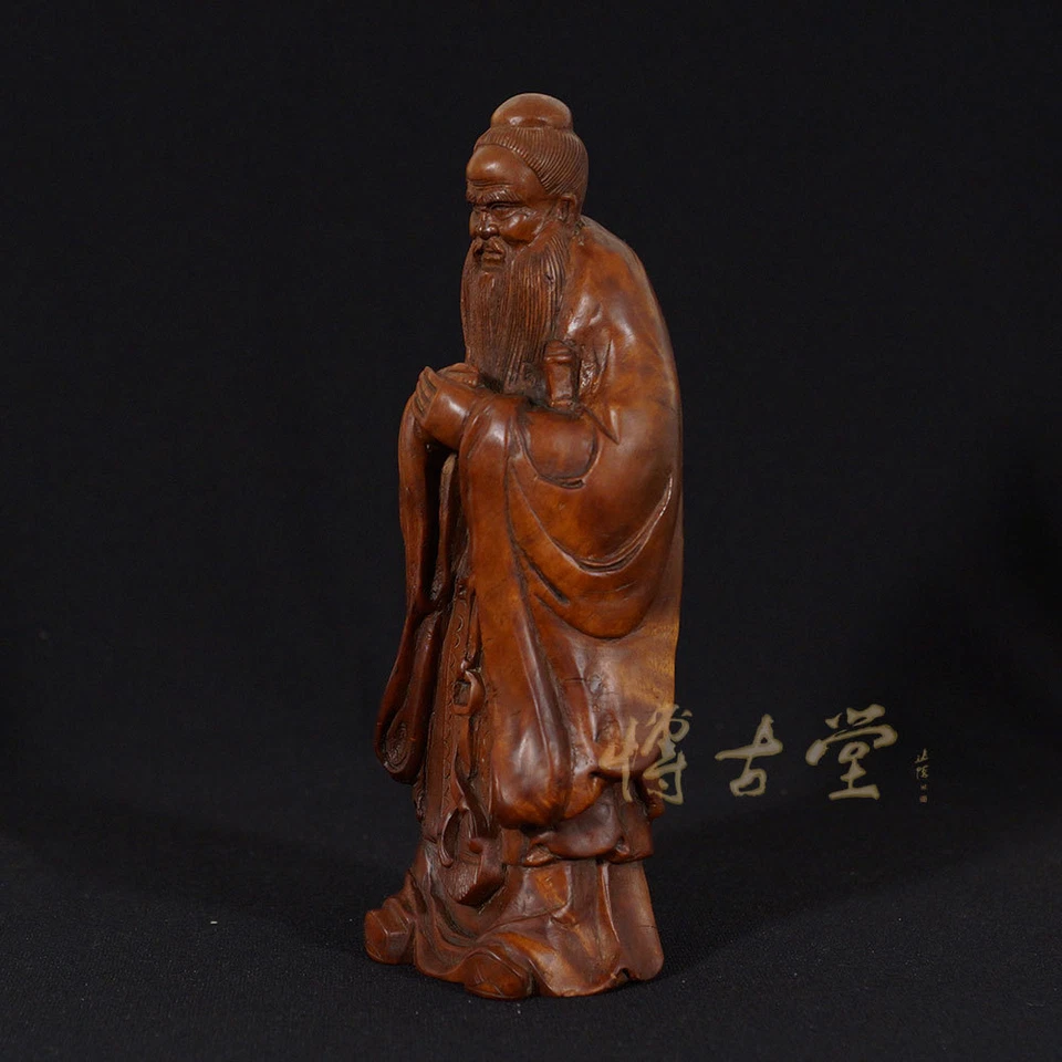 Estatua china antigua tallada en madera de Confucio 15XB02 Foto 4 de 4