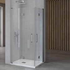 Porta Nicchia Doccia Pieghevole Modello Edera Cristallo Temperato 6 Millimetri