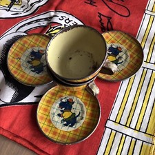 Vintage Tin Litho Tea Set Chein Scottie Dog Some Wear 8 Pieces