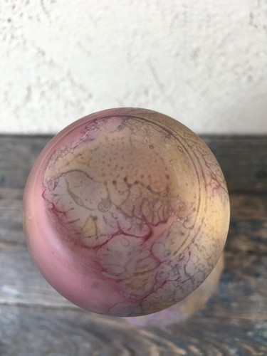 HAND PAINTED NOUVEAU ART GLASS RUEVEN FROSTED DECANTER w/ STOPPER PURPLE & PINK - Picture 7 of 10