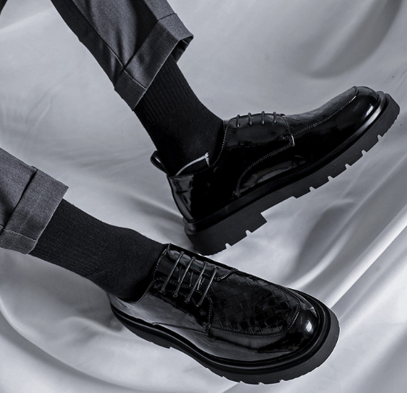 【関税&送料込み】Off-White Derby Loafers Shoes Mens Patent Leather Derby Shoes Platform Loafers Business