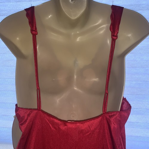 Camicia da notte rossa Contessa in nylon taglia media con orlo in pizzo midi nuova con etichetta - Foto 7 di 7