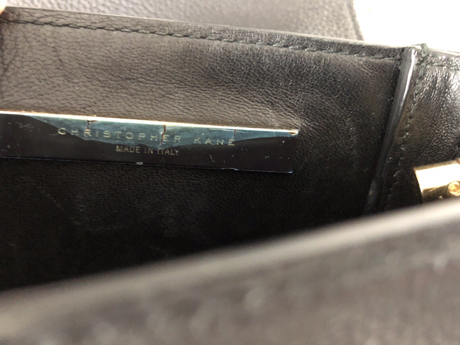 Christopher Kane Black Small Crossbody Leather Bag Gold Mini Shoulder