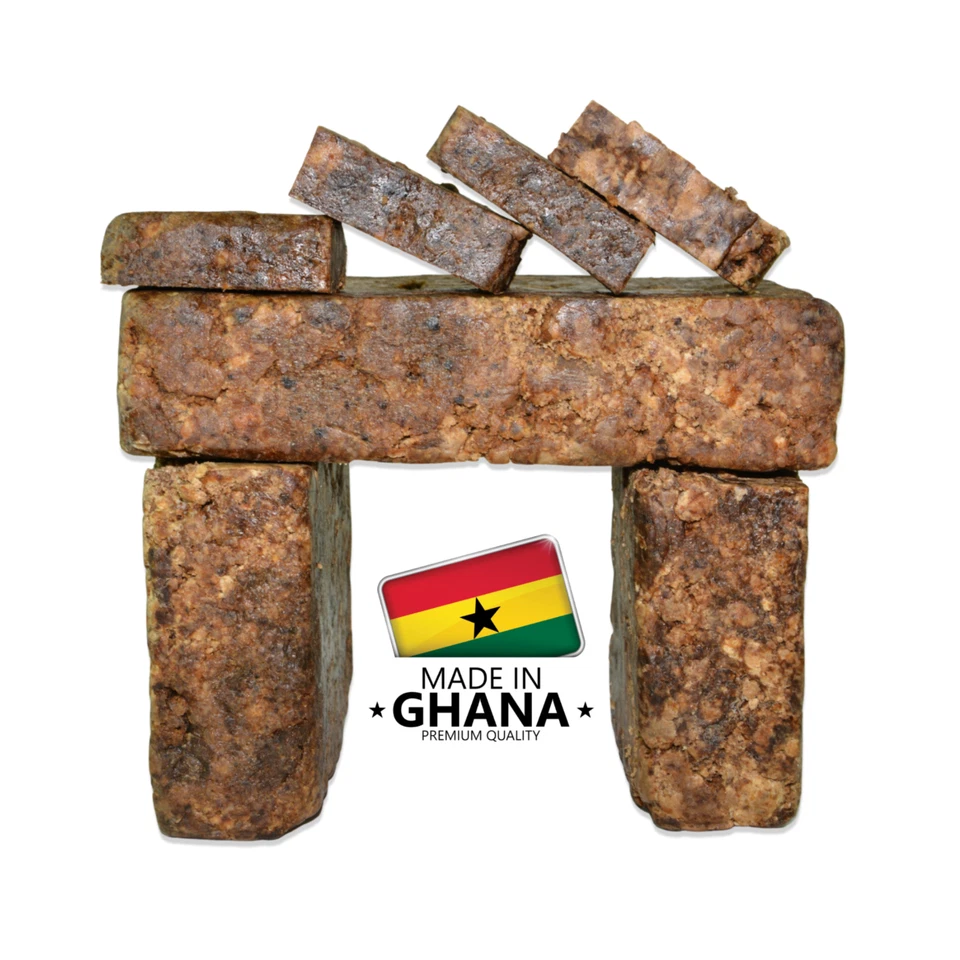 Jabón negro africano crudo 2 oz. Jabón facial corporal Bar 100 % puro natural orgánico Ghana Foto 2 de 4