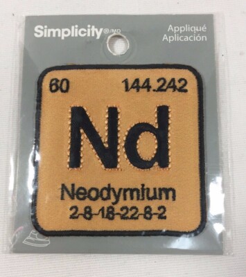 Science Neodymium Embroidered Iron on Patch Periodic Table Element Chemistry