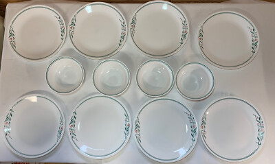 Corelle Corning Rosemarie Dinner Plates Lot of 8 Dinner Plates & 4 bowls =12