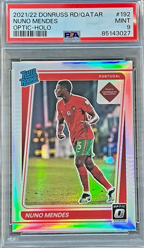 2021 Donruss Nuno Mendes #192 (OPTIC HOLO) PSA 9 MINT (ROOKIE) (RARE: LOW POP)
