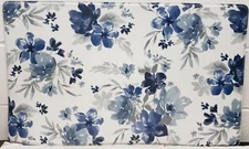 Anti-Fatigue Non Slip PVC Floor Mat(18"x30")BLUE FLOWERS & GRAY LEAVES,INDIGO,HL