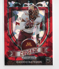 2021 Prizm Draft Picks Rashod Bateman #166 Crusade Red Cracked Ice Rookie