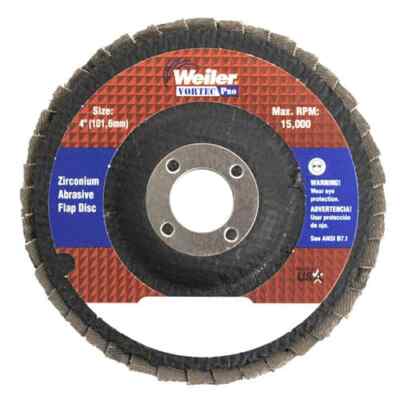 Weiler 31339 4'' Vortec Abrasive Flap Disc, Angled, Phenolic Backing 60Z, 5/8'' AH