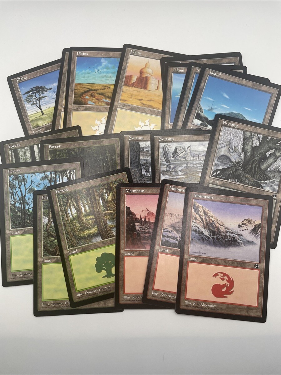 mtg old land cards Portal Second Age Basic Lands MTG Old Cards Vintage Lot (19 Cards NM)