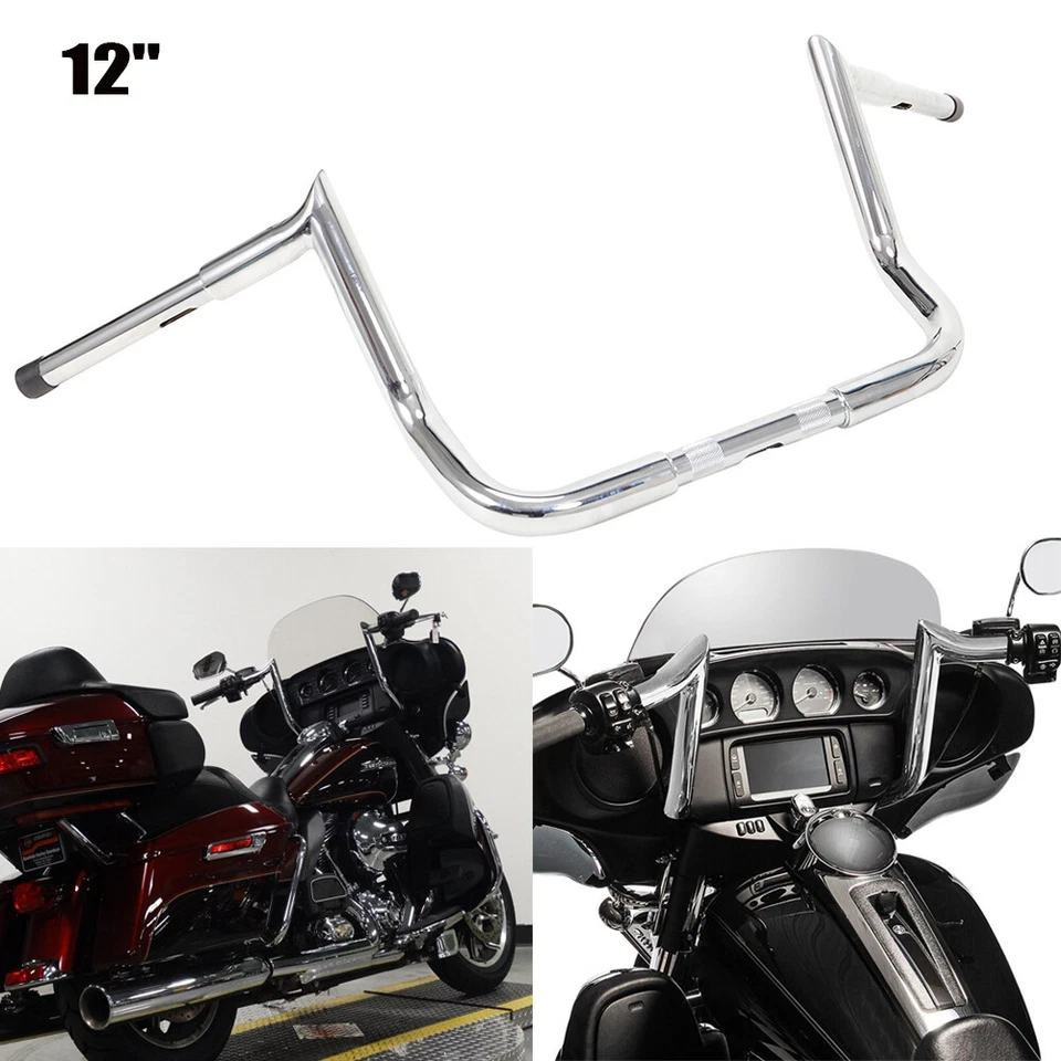 1.25"12" Rise Hanger Bars Handlebar For Harley Softail Sportster Dyna Wide Glide Foto 2 de 4