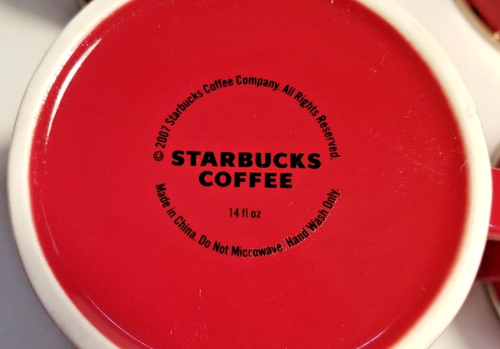 Starbucks Red Coffee Cup Silver Rim Textured Coffee Mug 2007 14 Oz Quantity 1 - Picture 7 of 7