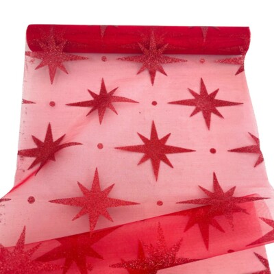 XMAS Tischläufer Glitzer Organza Leinen Wildleder Weihnachtsdeko Event