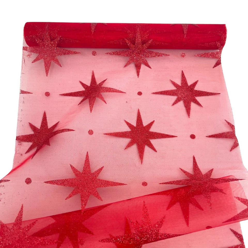 XMAS Tischläufer Glitzer Organza Leinen Wildleder Weihnachtsdeko Event - Bild 1 von 1