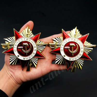 2pcs Metal Soviet Union Russia USSR Medal Car Trunk Emblem Badge Decal Sticker