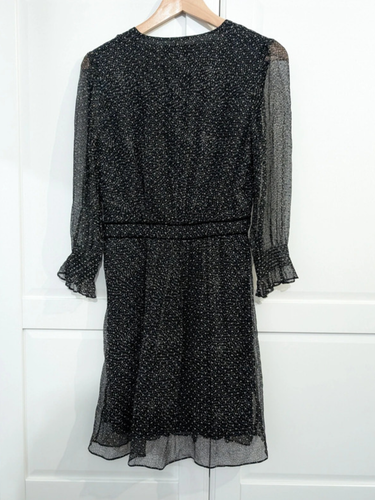 Ba&sh Chiffon Kleid Gr. 0 | FR 34 Seide 100% schwarz gepunktet silk dress Soie - Bild 3 von 8