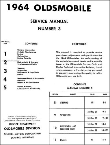 1964 Oldsmobile Tienda Manual CD Olds 88 98 442 Alfanje F85 Starfire Servicio - Imagen 4 de 6