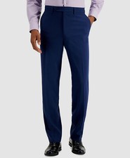 75 Nautica Men's Blue Modern-Fit Stretch Solid Trousers Dress Pants 49W 32L