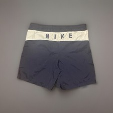 VTG 90s Nike Spell Out Embroidered Men's Swim Trunks Large Blue Shorts Pocket