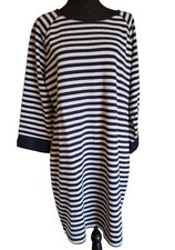 Gap XL Blue Gray Striped Cotton Raglan Shirt Dress Large 3/4 Sleeves NWT