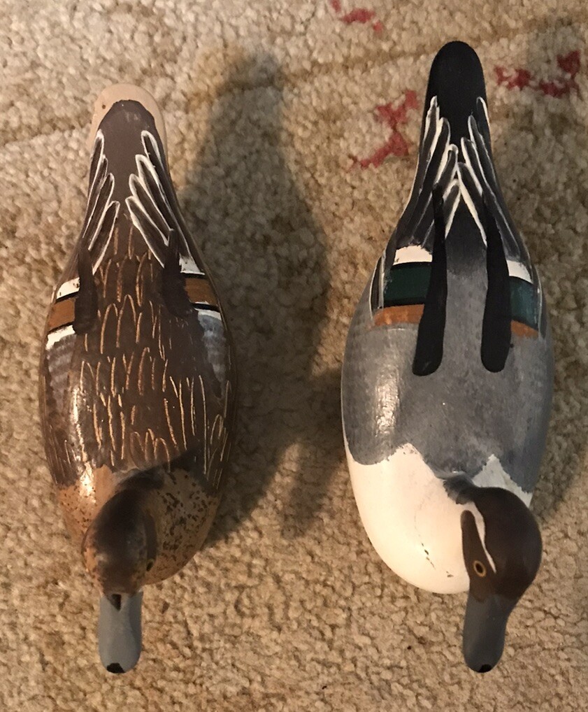 2 Vintage Signed Clarence Bauer 1985 Miniature Wooden Duck Decoys eBay