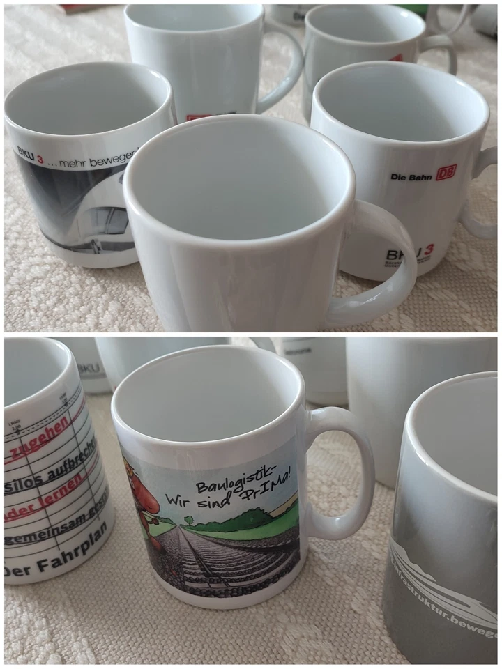 Konvolut: 8 DB-Tassen mit verschiedenen Motiven