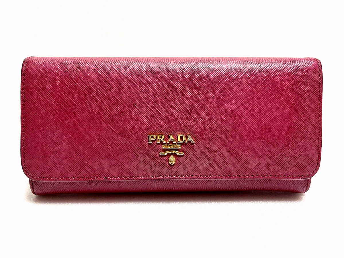 PRADA Saffiano Leather Long Wallet Purse PINK | eBay